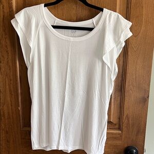 GAP White Ruffle Sleeve Tank Top